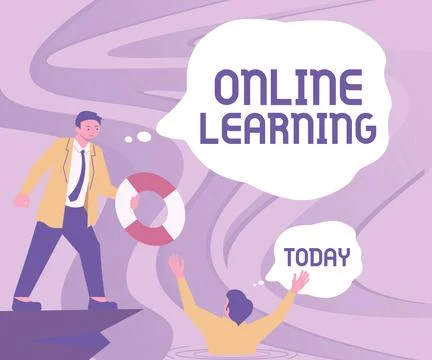 Handwriting text Online Learning. Concept meaning educational tool based on and 스톡 일러스트