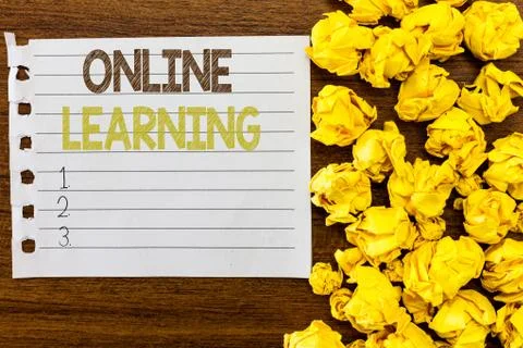 Handwriting text Online Learning. Concept meaning Larning with the assistance Fotos de archivo