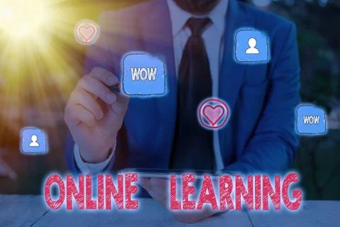 Handwriting text Online Learning. Concept meaning Larning with the assistance of Fotos de archivo