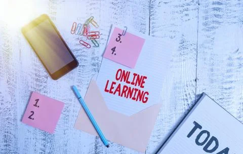Handwriting text Online Learning. Concept meaning Larning with the assistance of Fotos de archivo