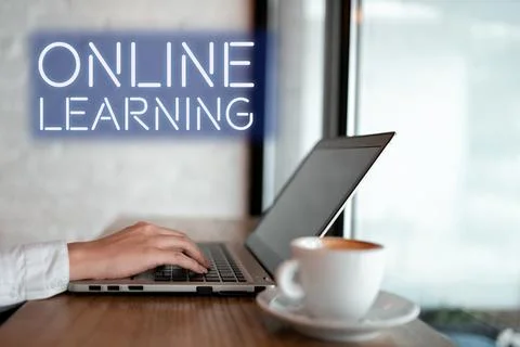 Handwriting text Online Learning. Concept meaning Larning with the assistance of Fotos de archivo