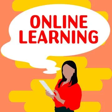 Handwriting text Online Learning. Internet Concept Larning with the assistance Illustrazione stock