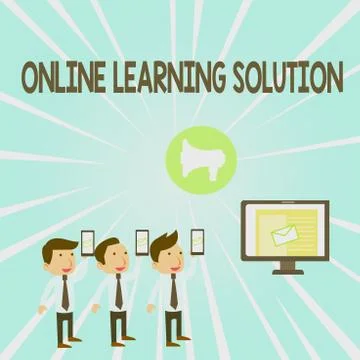 Handwriting text Online Learning Solution. Concept meaning use of Electronic イラスト素材