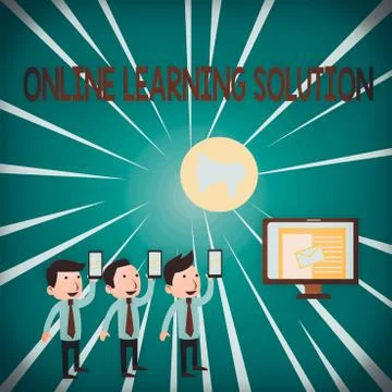 Handwriting text Online Learning Solution. Concept meaning use of Electronic イラスト素材