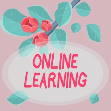 Handwriting text Online Learning. Word for Larning with the assistance of the Illustrazione stock