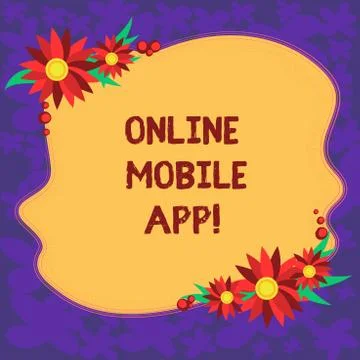 Handwriting text Online Mobile App. Concept meaning application software Illustrazione stock