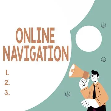 Handwriting text Online Navigation. Word for navigating a network of information Stock Illustration
