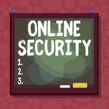 Handwriting text Online Security. Concept meaning act of ensuring the security 库存插图