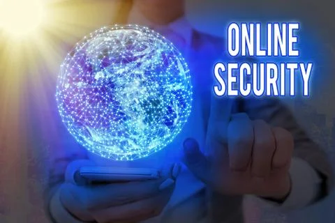 Handwriting text Online Security. Concept meaning rules to protect against Stock Photos