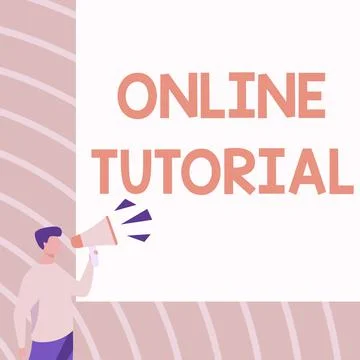Handwriting text Online Tutorial. Business showcase process of tutoring in an Illustrazione stock