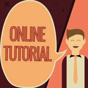 Handwriting text Online Tutorial. Business concept process of tutoring in an Stock Illustration