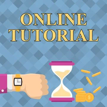 Handwriting text Online Tutorial. Concept meaning process of tutoring in an Stock Illustration