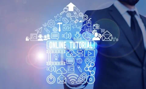Handwriting text Online Tutorial. Concept meaning process of tutoring in an Fotos de archivo