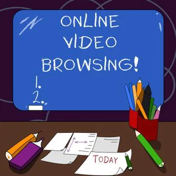 Handwriting text Online Video Browsing. Concept meaning interactive process of Stock Illustration
