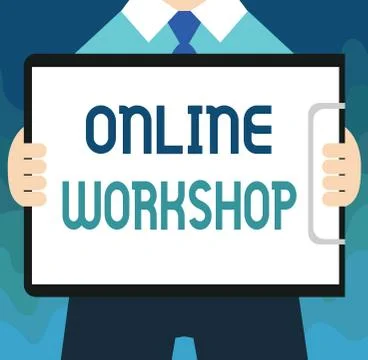 Handwriting text Online Workshop. Concept meaning shows of goods and commodities Stock Illustration