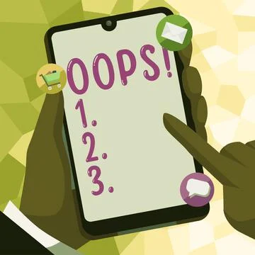 Handwriting text Oops. Business idea used to show recognition of mistake or Stock Illustration