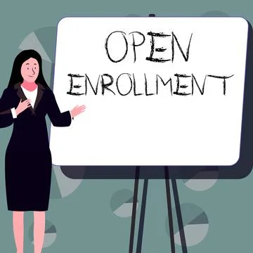 Handwriting text Open Enrollment. Concept meaning The yearly period when people Stock-Illustration