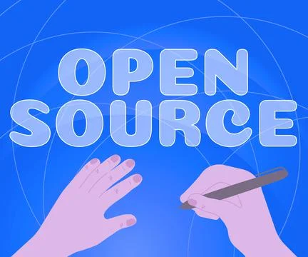 Handwriting text Open Source. Business showcase denoting software which original Stock Illustration