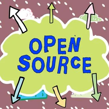 Handwriting text Open Source. Business concept denoting software which original Stock Illustration
