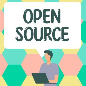 Handwriting text Open Source. Business showcase denoting software which original 库存插图