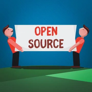Handwriting text Open Source. Concept meaning contains the source code that can Illustrazione stock