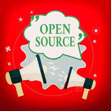 Handwriting text Open Source. Concept meaning contains the source code that can Illustrazione stock