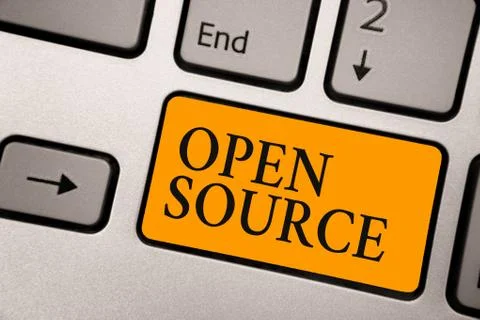 Handwriting text Open Source. Concept meaning denoting software which original Stockfoto's
