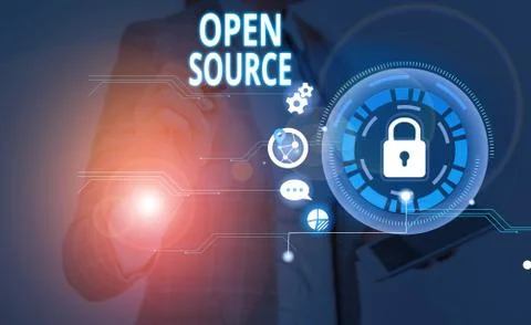 Handwriting text Open Source. Concept meaning denoting software which original Stockfoto's