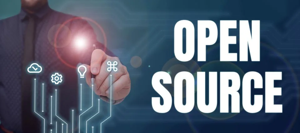 Handwriting text Open Source. Internet Concept contains the source code that can Stockfoto's