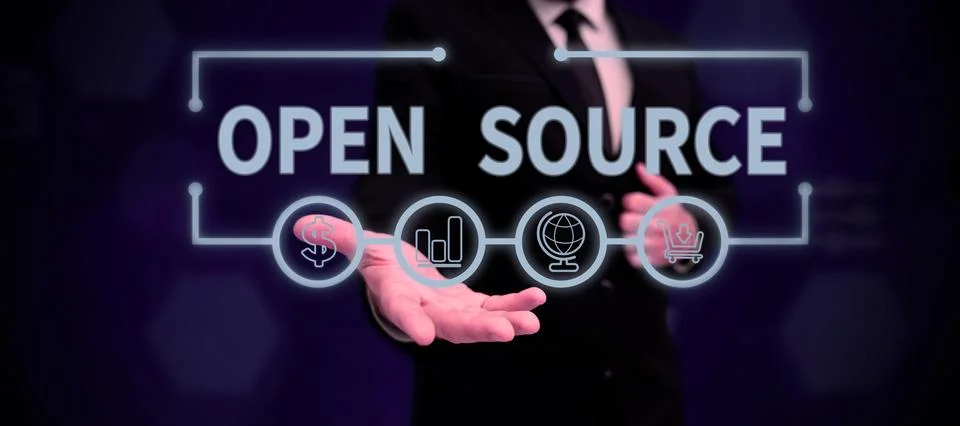 Handwriting text Open Source. Internet Concept denoting software which original Stockfoto's