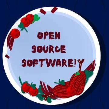 Handwriting text Open Source Software. Concept meaning software with source code Stock Illustration