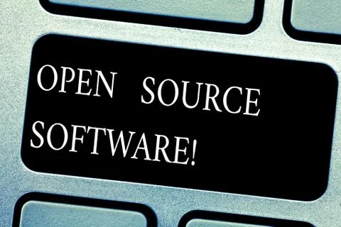 Handwriting text Open Source Software. Concept meaning software with source code 스톡 사진