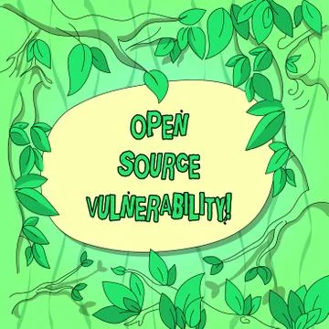 Handwriting text Open Source Vulnerability. Concept meaning Publicized Exploits Stock Illustration