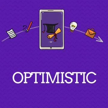 Handwriting text Optimistic. Concept meaning Hopeful and confident about the Stock Illustration