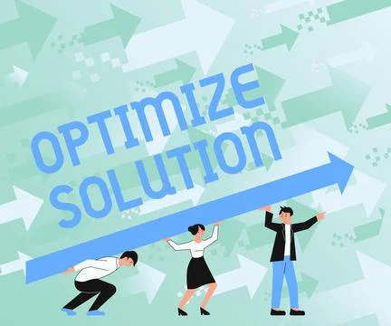 Handwriting text Optimize Solution. Business idea process of finding the Illustrazione stock