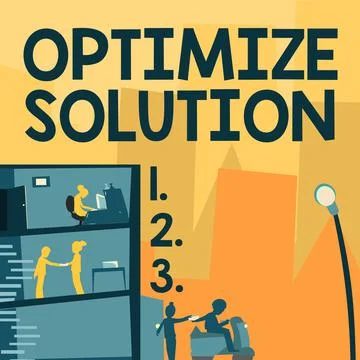 Handwriting text Optimize Solution. Business showcase process of finding the Illustrazione stock