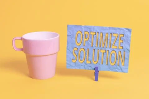 Handwriting text Optimize Solution. Concept meaning process of finding the 스톡 사진