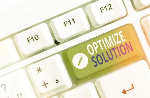 Handwriting text Optimize Solution. Concept meaning process of finding the 스톡 사진