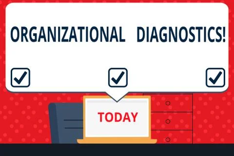 Handwriting text Organizational Diagnostics. Concept meaning effective ways d Stock Illustration