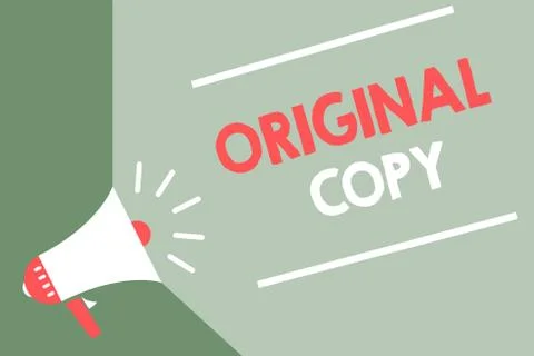 Handwriting text Original Copy. Concept meaning Main Script Unprinted Branded 스톡 일러스트