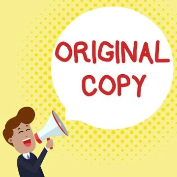 Handwriting text Original Copy. Concept meaning Main Script Unprinted Branded Stock Illustration