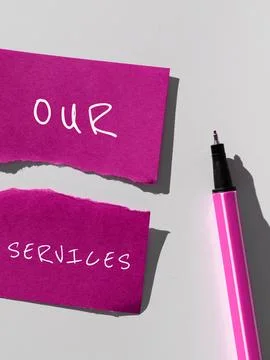 Handwriting text Our Services. Concept meaning The occupation or function of Foto stock