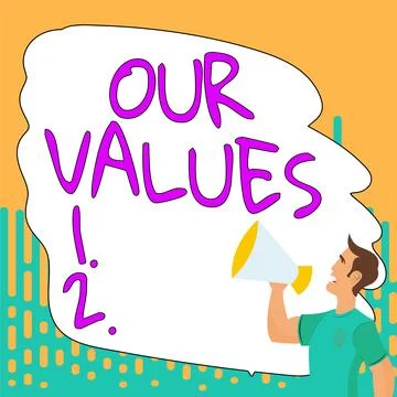 Handwriting text Our Values. Concept meaning list of morals companies or Stock Illustration