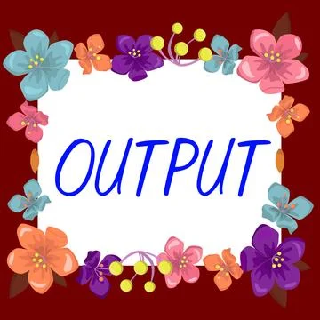 Handwriting text Output. Word for the final result of something or how the way Stock Illustration