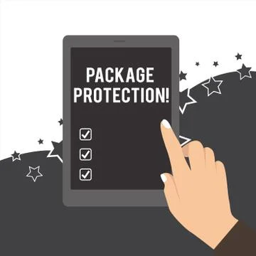 Handwriting text Package Protection. Concept meaning Wrapping and Securing items Stock Illustration