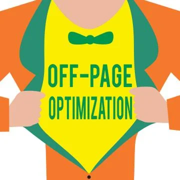 Handwriting text Off Page Optimization. Concept meaning Website External Process Illustrazione stock