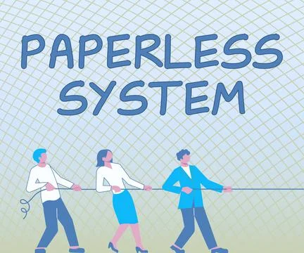 Handwriting text Paperless System. Concept meaning watch or consider something Stock Illustration