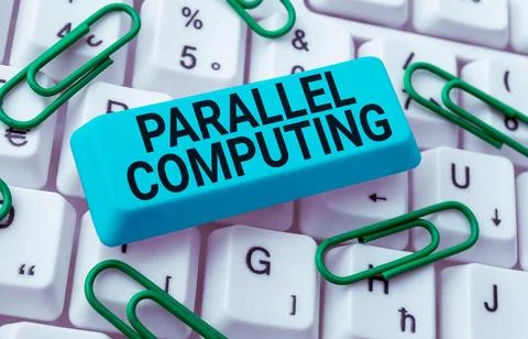 Handwriting text Parallel Computing. Business overview simultaneous calculation Stock-Fotos