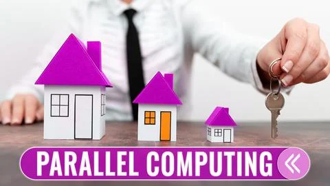 Handwriting text Parallel Computing. Business overview simultaneous calculation 스톡 사진