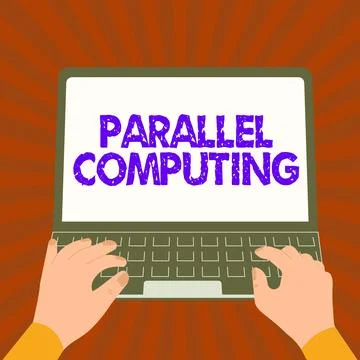 Handwriting text Parallel Computing. Word Written on simultaneous calculation by Illustrazione stock